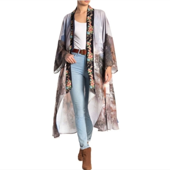Anthropologie Sweaters - Arrata Silent Journey Enchanted Forest All Over Deer Print Cardigan/Kimono